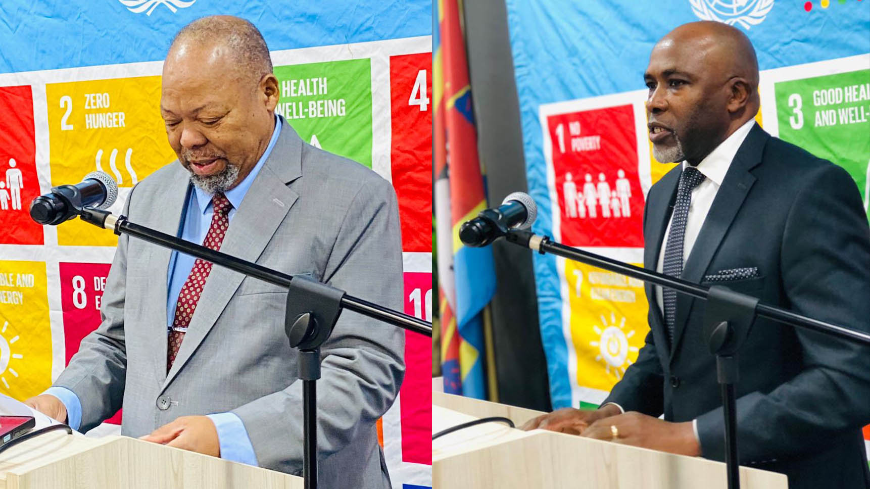 Minister for Economic planning and Development Dr Thambo Gina, during the conveying of the United Nations sustainable Development Cooperation framework at the UN building. (R) United Nations Resident Coordinator George Wachira.(File pic)